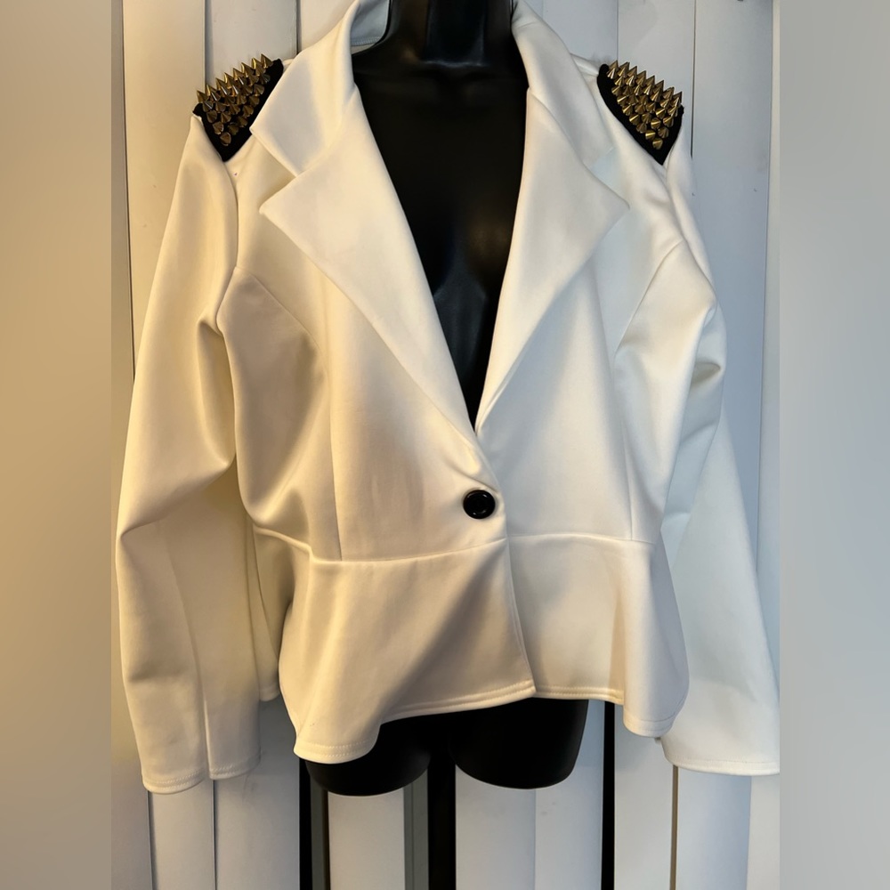 NWT Cream Studded Lapel Jacket